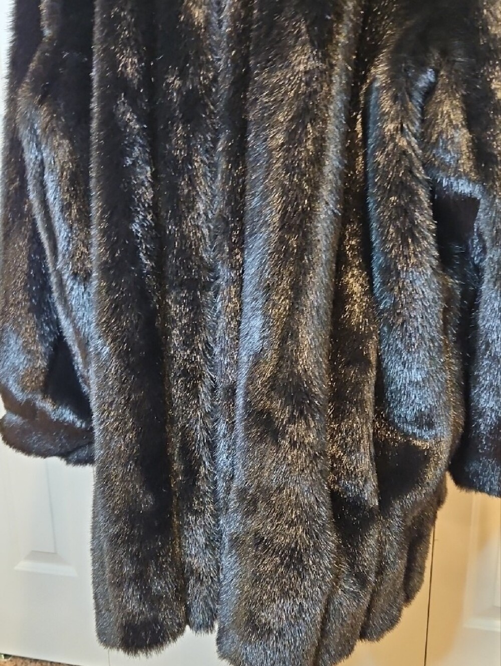 Dennis basso Black Faux Fur Coat with Plush Collar 3X - Picture 7 of 15